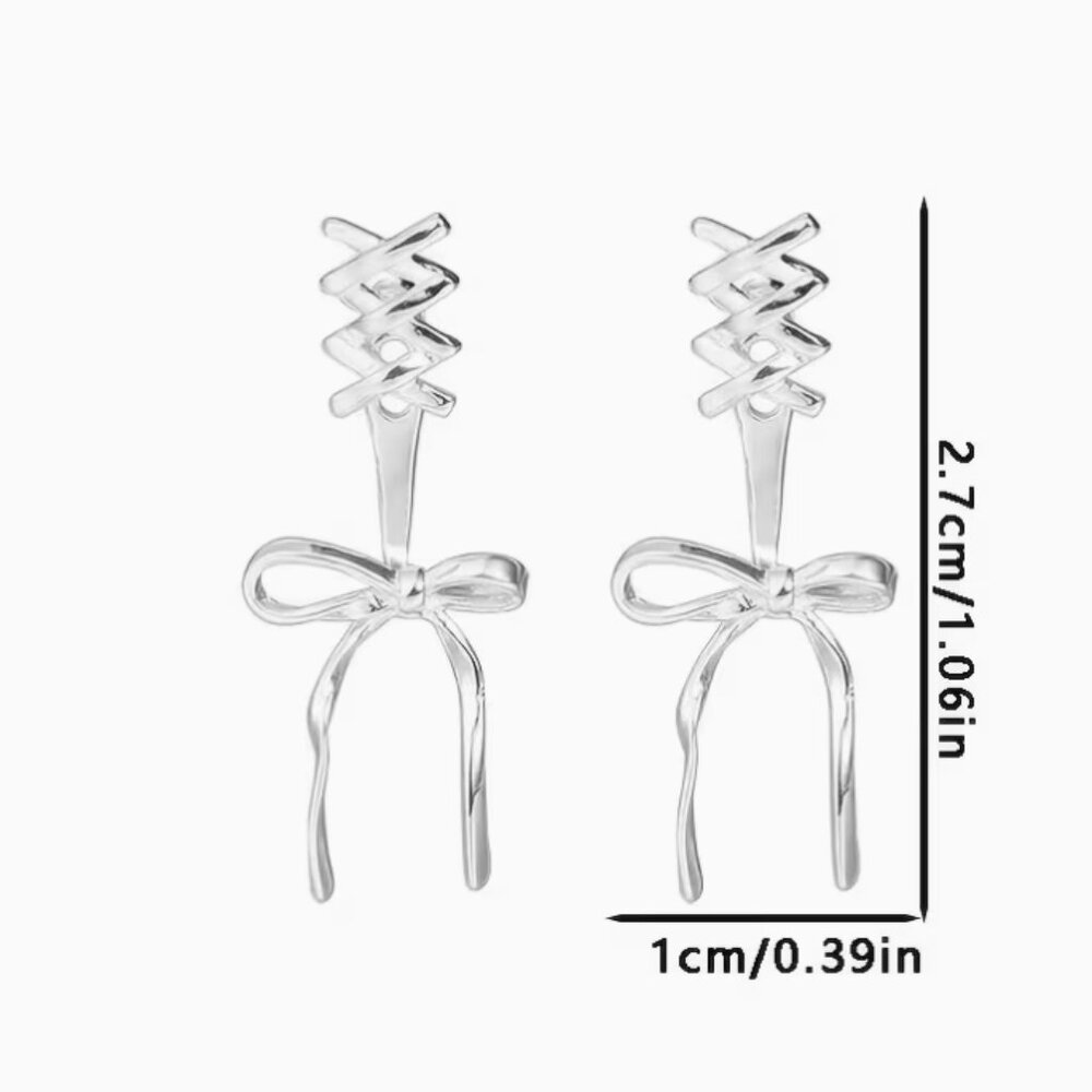 NEW - Bow Knot Silver earrings, criss cross stud earrings, bow jewelry - Picture 4 of 4